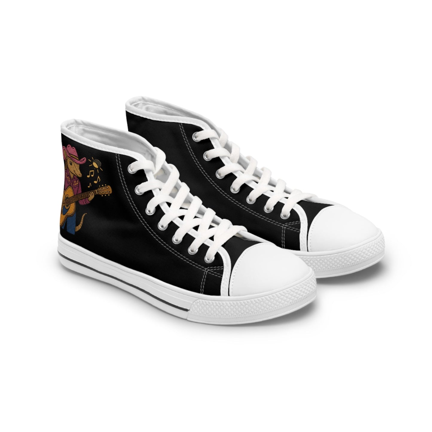 Karma the Armadillo | High Top Sneakers | Custom Embroidered Women's Footwear | Armadillostudios | Character Collection