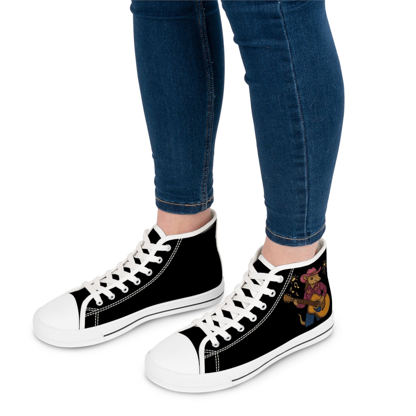 Karma the Armadillo | High Top Sneakers | Custom Embroidered Women's Footwear | Armadillostudios | Character Collection