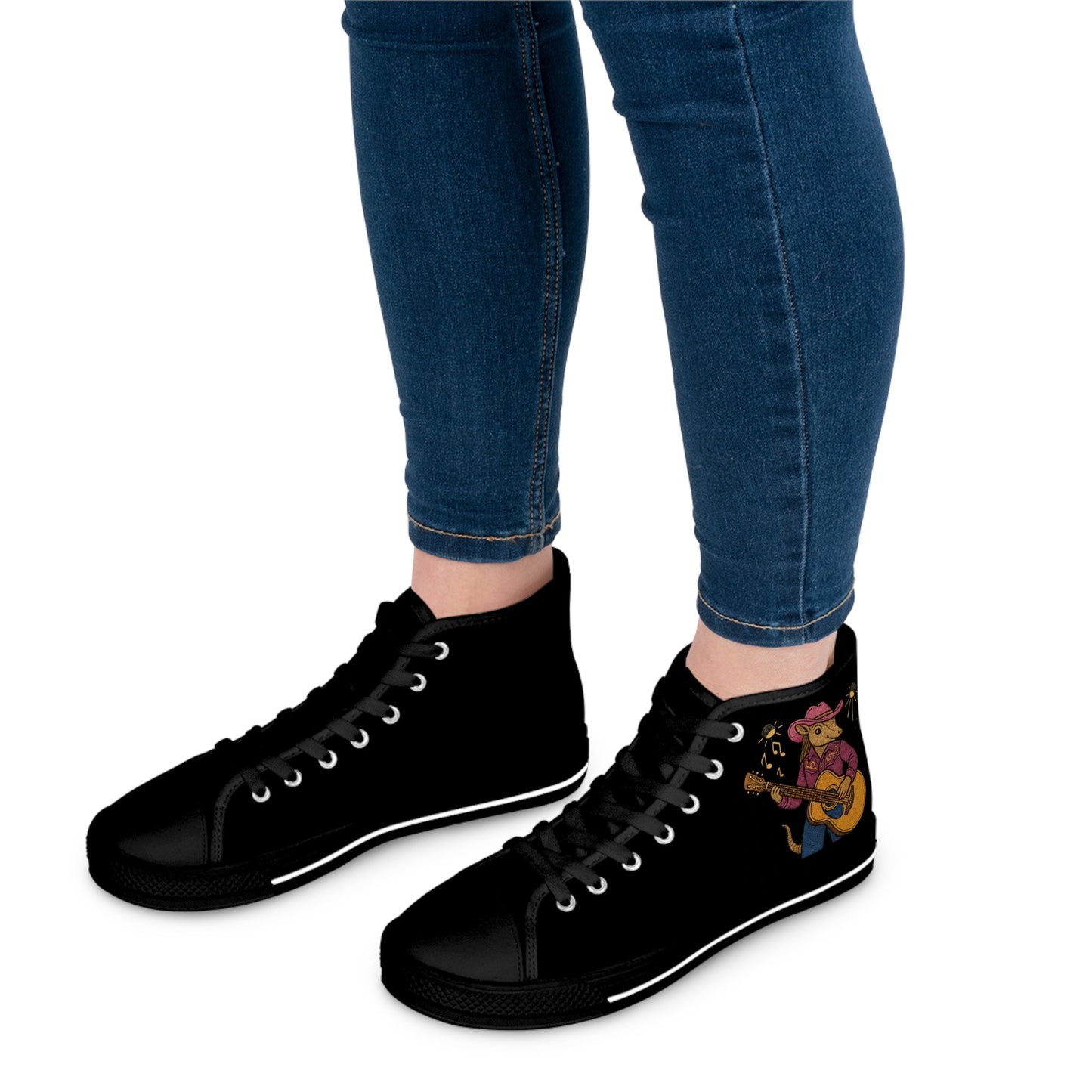 Karma the Armadillo | High Top Sneakers | Custom Embroidered Women's Footwear | Armadillostudios | Character Collection