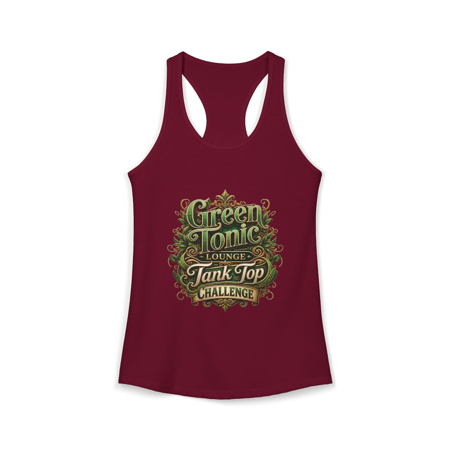 Women's Ideal Racerback Tank | 1 Sided | Green Tonic Lounge | Tank Top Challenge