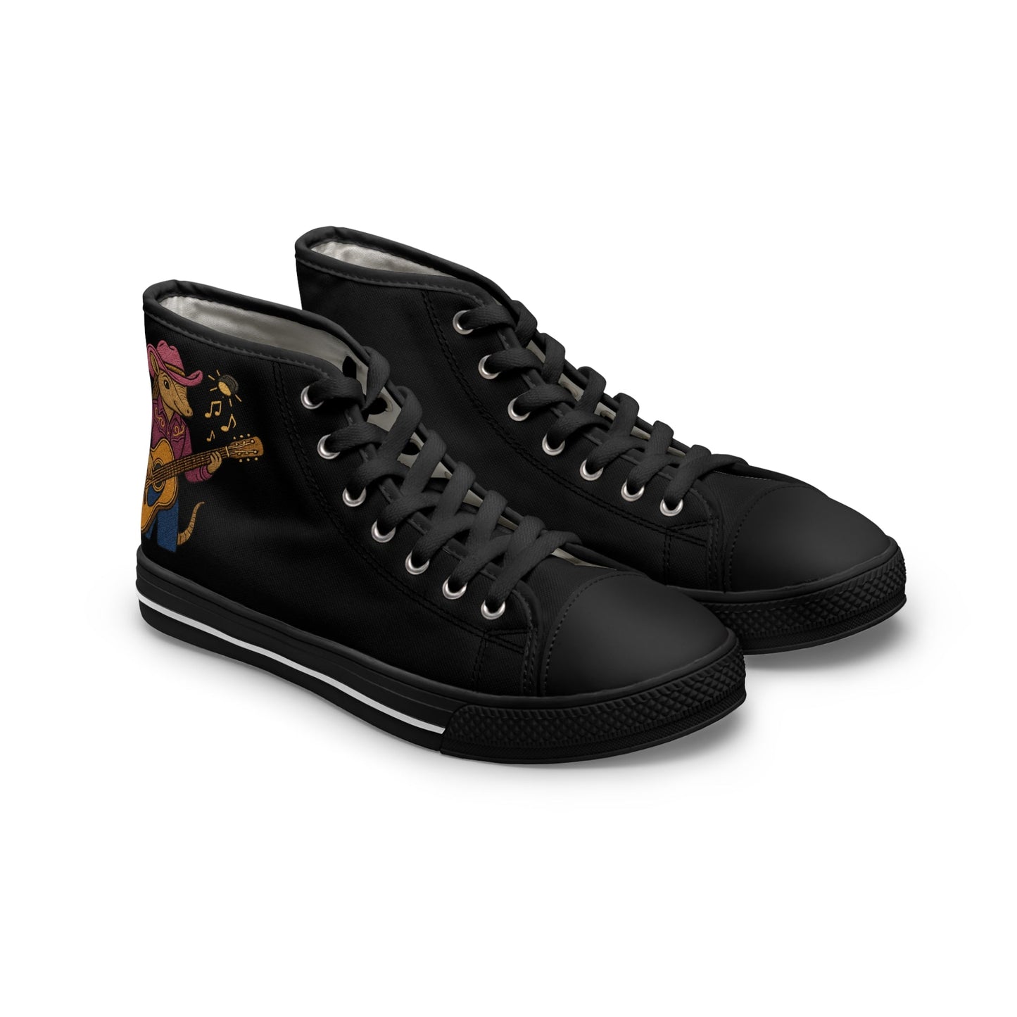 Karma the Armadillo | High Top Sneakers | Custom Embroidered Women's Footwear | Armadillostudios | Character Collection