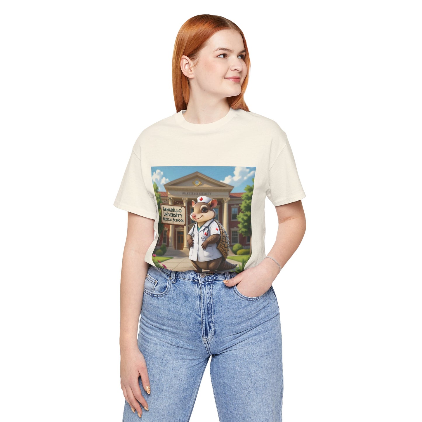 Medical School Armadillo Mascot T-Shirt – "Armadillo University Medical School" Cute Nurse Doctor Tee